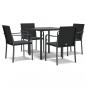 Preview: 5-tlg. Garten-Essgruppe mit Kissen Poly Rattan und Stahl