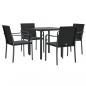 Preview: 5-tlg. Garten-Essgruppe mit Kissen Poly Rattan und Stahl