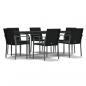 Preview: 7-tlg. Garten-Essgruppe mit Kissen Poly Rattan und Stahl