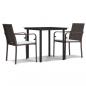 Preview: 3-tlg. Garten-Essgruppe mit Kissen Poly Rattan und Stahl