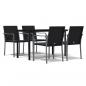 Preview: 5-tlg. Garten-Essgruppe mit Kissen Poly Rattan und Stahl