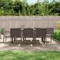 Preview: ARDEBO.de - 9-tlg. Garten-Essgruppe mit Kissen Poly Rattan und Stahl