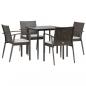 Preview: 5-tlg. Garten-Essgruppe mit Kissen Poly Rattan und Stahl