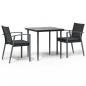 Preview: 3-tlg. Garten-Essgruppe mit Kissen Poly Rattan und Stahl