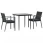 Preview: 3-tlg. Garten-Essgruppe mit Kissen Poly Rattan und Stahl
