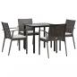 Preview: 5-tlg. Garten-Essgruppe mit Kissen Poly Rattan und Stahl