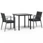 Preview: 3-tlg. Garten-Essgruppe mit Kissen Poly Rattan und Stahl