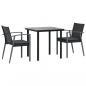 Preview: 3-tlg. Garten-Essgruppe mit Kissen Poly Rattan und Stahl