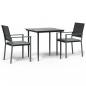 Preview: 3-tlg. Garten-Essgruppe mit Kissen Poly Rattan und Stahl