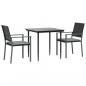 Preview: 3-tlg. Garten-Essgruppe mit Kissen Poly Rattan und Stahl
