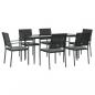 Preview: 7-tlg. Garten-Essgruppe mit Kissen Poly Rattan und Stahl