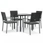 Preview: 5-tlg. Garten-Essgruppe mit Kissen Poly Rattan und Stahl