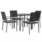 Preview: 5-tlg. Garten-Essgruppe mit Kissen Poly Rattan und Stahl