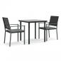 Preview: 3-tlg. Garten-Essgruppe mit Kissen Poly Rattan und Stahl