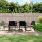 Preview: ARDEBO.de - 7-tlg. Garten-Essgruppe mit Kissen Poly Rattan und Stahl