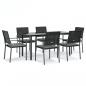 Preview: 7-tlg. Garten-Essgruppe mit Kissen Poly Rattan und Stahl