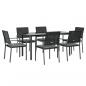Preview: 7-tlg. Garten-Essgruppe mit Kissen Poly Rattan und Stahl
