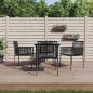 Preview: ARDEBO.de - 5-tlg. Garten-Essgruppe mit Kissen Schwarz Poly Rattan & Stahl