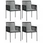 Preview: 5-tlg. Garten-Essgruppe mit Kissen Schwarz Poly Rattan & Stahl