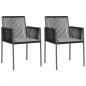 Preview: 3-tlg. Garten-Essgruppe mit Kissen Schwarz Poly Rattan & Stahl