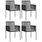 Preview: 5-tlg. Garten-Essgruppe mit Kissen Schwarz Poly Rattan & Stahl