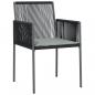 Preview: 5-tlg. Garten-Essgruppe mit Kissen Schwarz Poly Rattan & Stahl