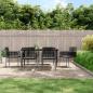 Preview: ARDEBO.de - 7-tlg. Garten-Essgruppe mit Kissen Schwarz Poly Rattan & Stahl