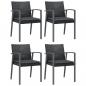 Preview: Gartenstühle mit Kissen 4 Stk. Schwarz 56,5x57x83cm Poly Rattan