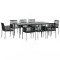 Preview: 9-tlg. Garten-Essgruppe mit Kissen Schwarz Poly Rattan & Stahl