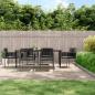 Preview: ARDEBO.de - 7-tlg. Garten-Essgruppe mit Kissen Schwarz Poly Rattan & Stahl