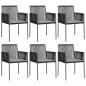 Preview: 7-tlg. Garten-Essgruppe mit Kissen Schwarz Poly Rattan & Stahl