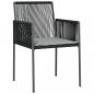 Preview: 7-tlg. Garten-Essgruppe mit Kissen Schwarz Poly Rattan & Stahl