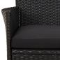 Preview: ARDEBO.de - 3-tlg. Garten-Bistro-Set mit Kissen Schwarz Poly Rattan