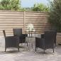 Preview: ARDEBO.de - 5-tlg. Garten-Bistro-Set mit Kissen Schwarz Poly Rattan