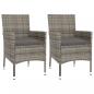 Preview: 3-tlg. Garten-Bistro-Set mit Kissen Grau Poly Rattan