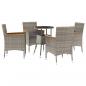 Preview: ARDEBO.de - 5-tlg. Garten-Bistro-Set mit Kissen Grau Poly Rattan