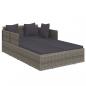 Preview: Sonnenliege mit Kissen Grau 182x118x63 cm Poly Rattan