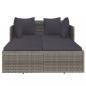 Preview: Sonnenliege mit Kissen Grau 182x118x63 cm Poly Rattan