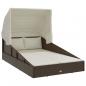 Preview: Sonnenliege mit Faltdach Braun 200x114x128 cm Poly Rattan
