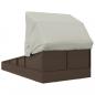 Preview: Sonnenliege mit Faltdach Braun 200x114x128 cm Poly Rattan