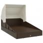 Preview: Sonnenliege mit Faltdach Braun 200x114x128 cm Poly Rattan