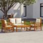 Preview: 4-tlg. Garten-Lounge-Set mit Kissen Massivholz Akazie