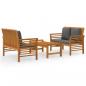 Preview: 3-tlg. Garten-Lounge-Set mit Kissen Massivholz Akazie