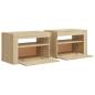 Preview: Nachttische 2 Stk. mit LEDs Sonoma-Eiche 60x35x40 cm