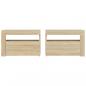 Preview: Nachttische 2 Stk. mit LEDs Sonoma-Eiche 60x35x40 cm