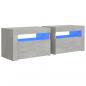 Preview: Nachttische 2 Stk. mit LEDs Betongrau 60x35x40 cm