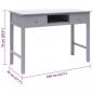 Preview: Schreibtisch Grau 108x45x76 cm Massivholz Paulownia