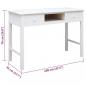 Preview: Schreibtisch Weiß 108x45x76 cm Massivholz Paulownia
