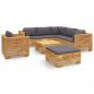 Preview: 8-tlg. Garten-Lounge-Set mit Kissen Massivholz Teak