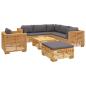 Preview: 8-tlg. Garten-Lounge-Set mit Kissen Massivholz Teak